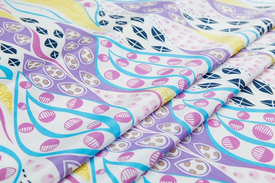 Ткань из смесового шелка и хлопка-шелковая ткань свежий цветочный принт