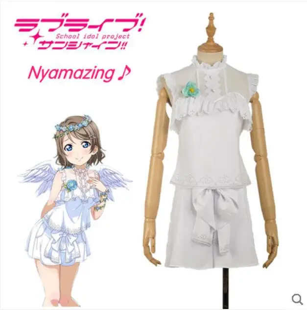 

Anime LoveLive!Sunshine!! Cos Aqours Watanabe You Halloween Cosplay Female Angel No awakening Daily sweet dress Costume