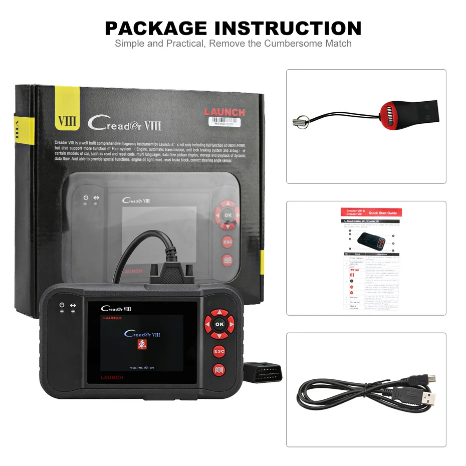 Оригинальный старт Creader 8 сканер Code Reader X-431 VIII получить EZcheck как подарок Функция autel