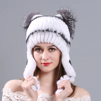 miara l new otter rabbit fur fur cap for lady ear protection cat ear hat winter fashion thickened warm hat manufacturer wholesal