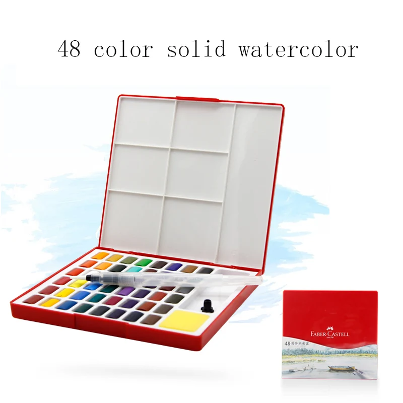 48 colors Faber-Castell 24/36/48 Цвет твердая коробка акварельных красок с Краски щетка яркая Цвет Портативный воды Цвет пигмент товары для рукоделия - Цвет: 48 colors
