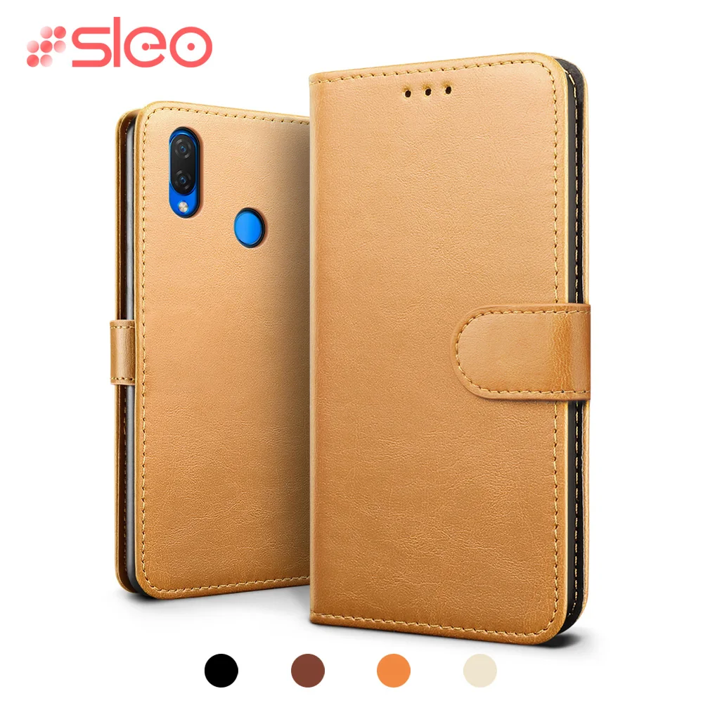 SLEO кожаный чехол для huawei P Smart Plus Винтаж Кошелек Стенд откидная крышка coque
