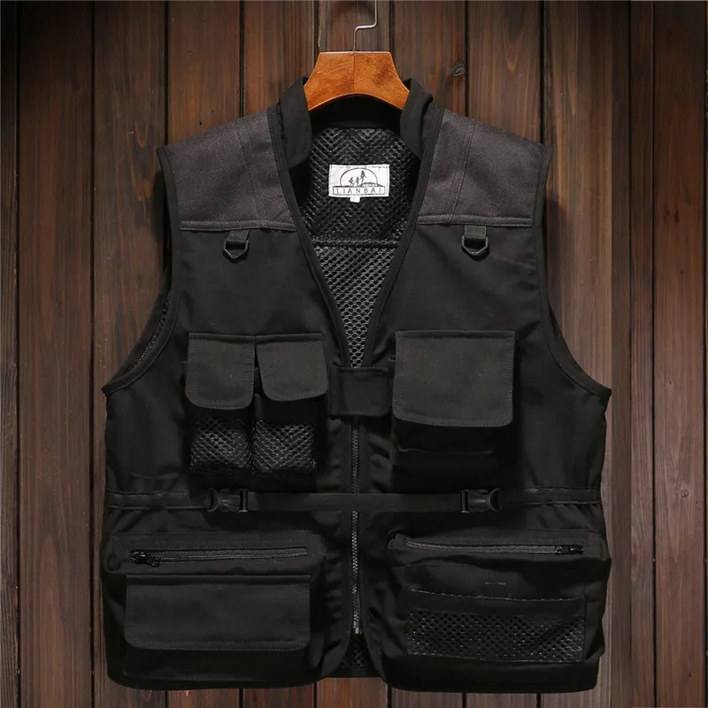 Black Summer Outdoor Men Women Fishing Vest Multi-pocket Portable Breathable Quick Dry Vest Solid color Leisure Sport Cycling Vest - Цвет: Black