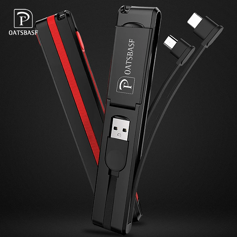 Oatsbasf 3 в 1 Micro usb type C USB кабель для iPhone X 8 7 6 Креативный дизайн скрытый Xiaomi huawei |