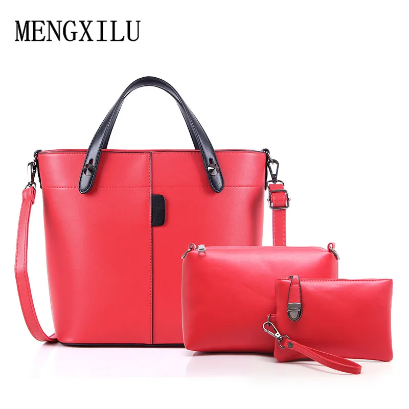 3 шт./компл. женская сумка из искусственной кожи сумка-тоут на молнии