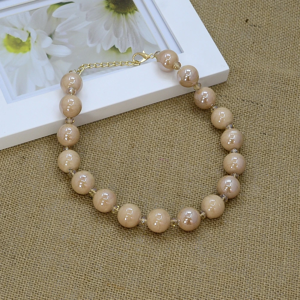 Женское керамическое колье с бусинами короткая цепь на шею 2 цвета|statement necklace|chain