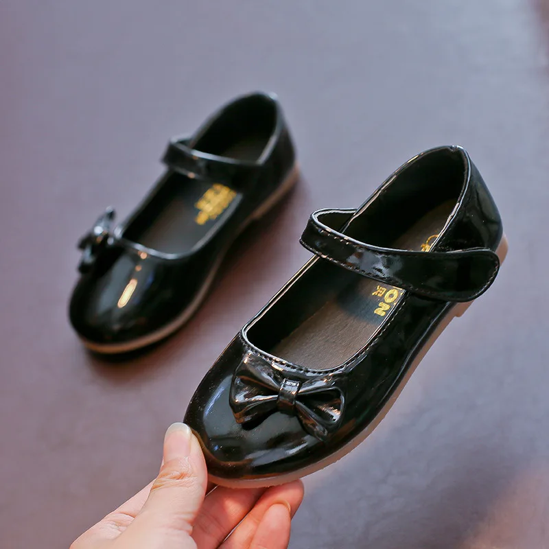 AFDSWG/весенне-осенняя модная черная детская обувь из искусственной кожи с бантом и