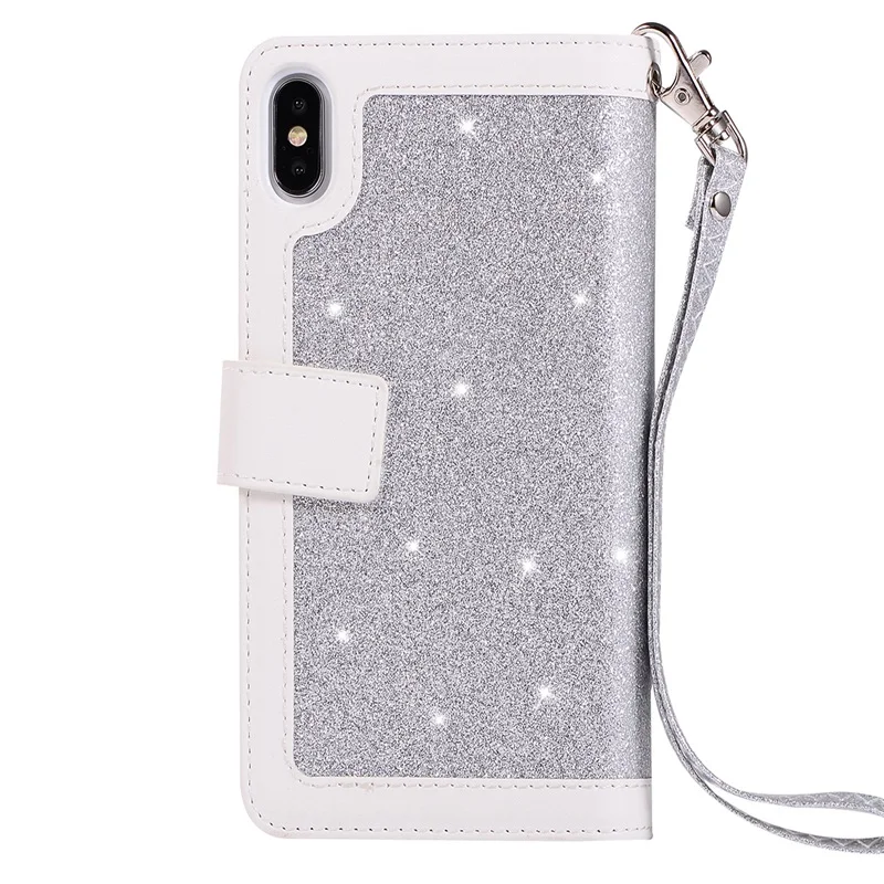 Роскошный кожаный чехол для iPhone X XS Max XR 6 6s Plus, чехол с блестками на молнии, откидной Чехол-кошелек для iPhone 7 8 Plus, чехол для телефона s Coque