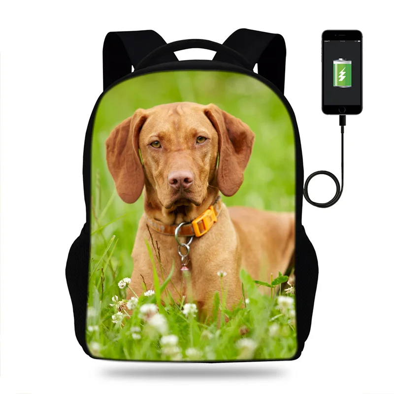 Животные собака vizsla принт рюкзак для подростков мальчиков/девочек мужской