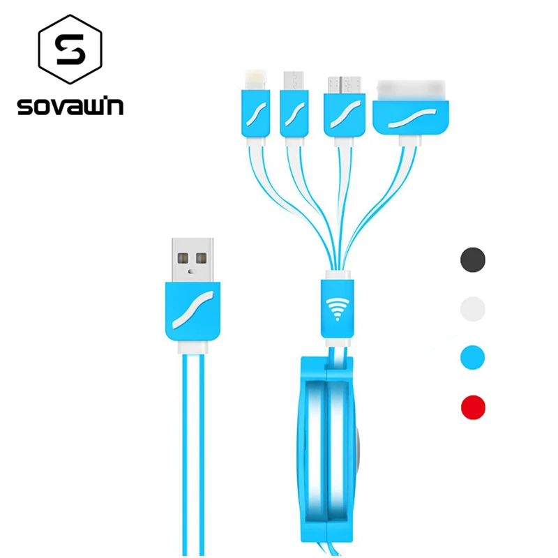Выдвижной 4 в 1 кабель Micro USB зарядное устройство через для Lightning 8pin IPhone 6 samsung Note3