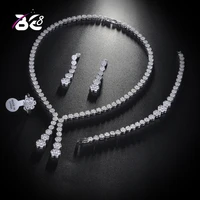 be 8 new arrival engagement party 4pc jewelry sets with white full zircon new tassel design bridal jewelry acessories set s140