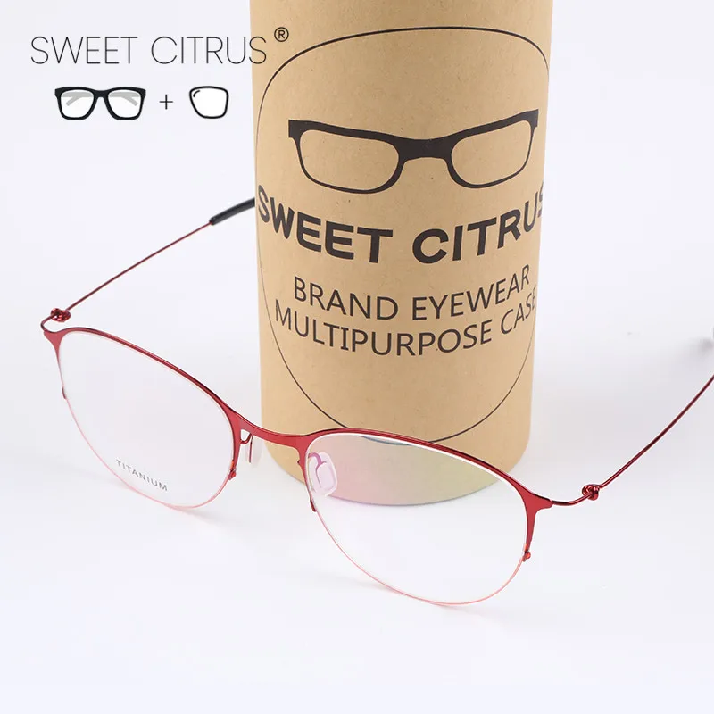 Сладкие цитрусовые титановые очки красная половинная оправа оптическая по