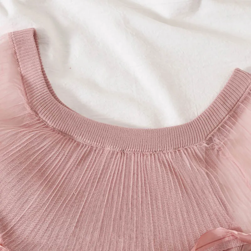 Женская Кружевная футболка с оборками на плечах шифоновая Пляжная в Корейском