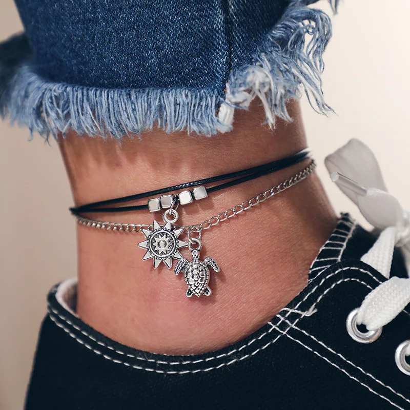 Doreen Box винтажные женские браслеты на лодыжках подвески с изображением черепахи