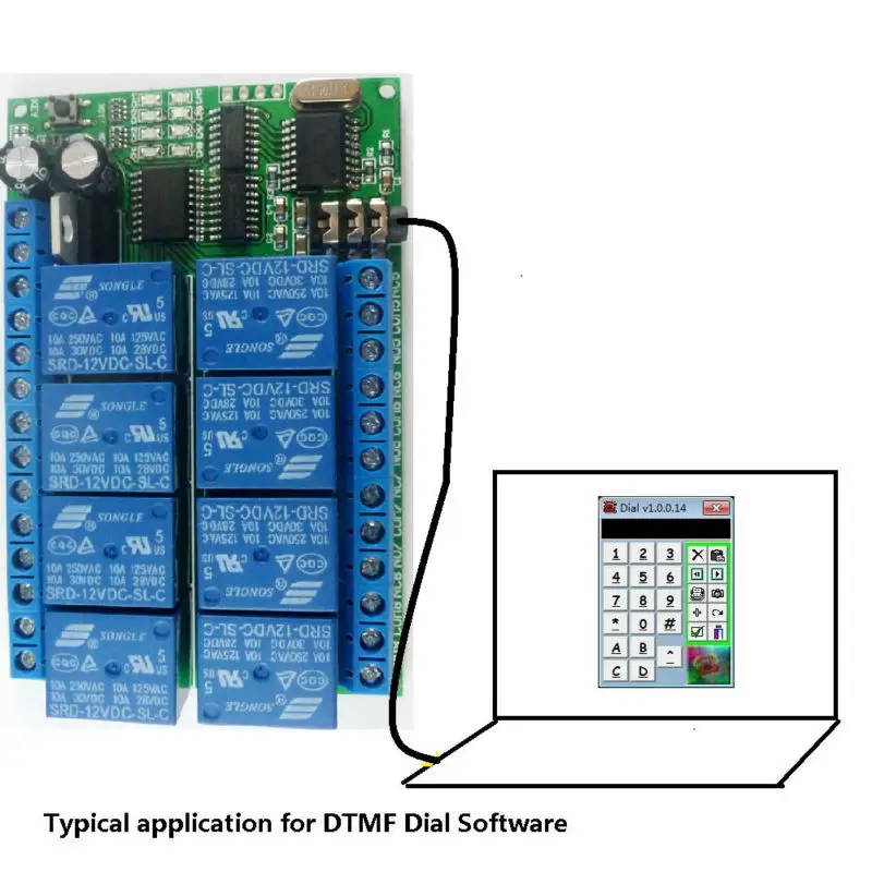 AD22A08 DC 12 В 8 каналов DTMF Реле MT8870 декодер телефон дистанционное управление переключатель