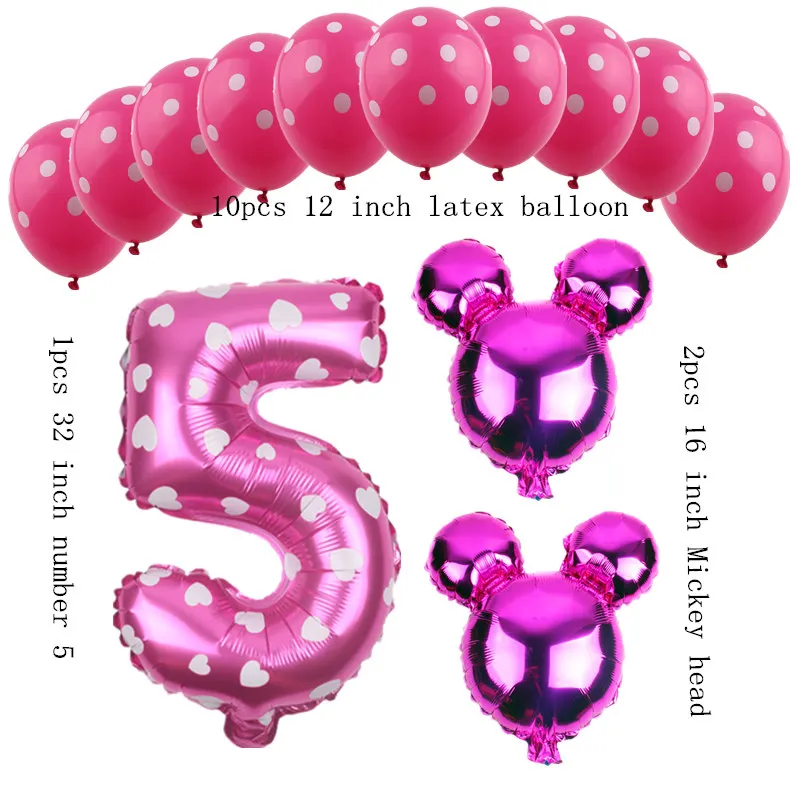 Pink 5 GOGO PAITY 13 шт./лот Микки и Минни Маус номера 1 2 3 4 5 Алюминий Шар Комплект День рождения декоративные шары - Цвет: Pink 5