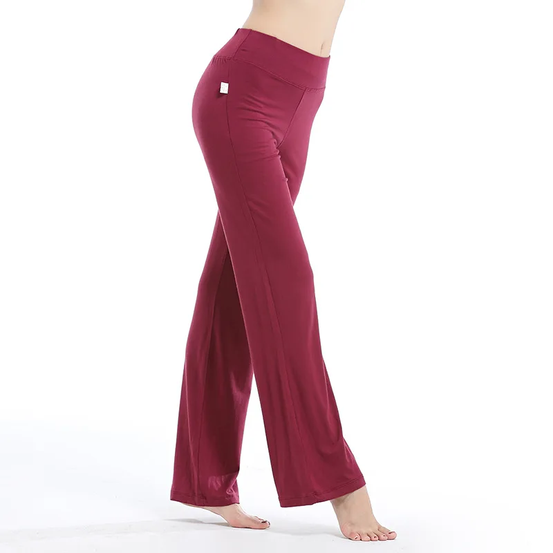 wine red Новинка, женские штаны для йоги, одноцветные, на завязках, Леггинсы для йоги с высокой талией, для танцев, фитнеса, девушек, спортивные брюки, свободная спортивная одежда, S-3XL - Цвет: wine red