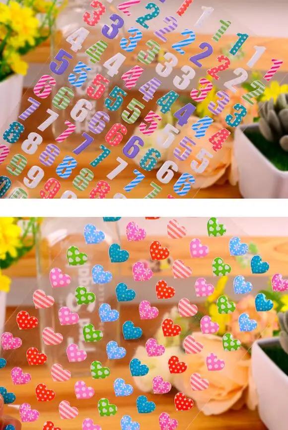 4 листа ПВХ высокого качества цифры и английские буквы Пузырьковые наклейки