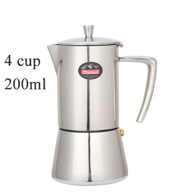200ML 4 cup 4cup/6cup кофейный набор, фильтр для кофейника, Кофеварка из нержавеющей стали, кофейник 304 Moka, бытовой ручной Пробивной горшок, фильтр, чашка - Цвет: 200ML 4 cup