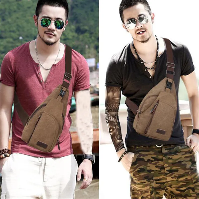 Hot 2019 Fashion Vintage Men Crossbody Bags Chest Bag Canvas Water Proof Handbags For Male Pouch Bum Hip | Багаж и сумки