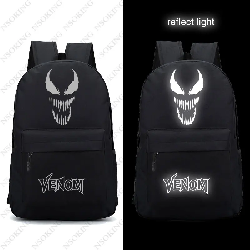 018 Новинка, нейлоновые рюкзаки venom, рюкзак для подростков, мужчин, женщин, школьные дорожные сумки, фильм, светящаяся сумка через плечо - Color: 018