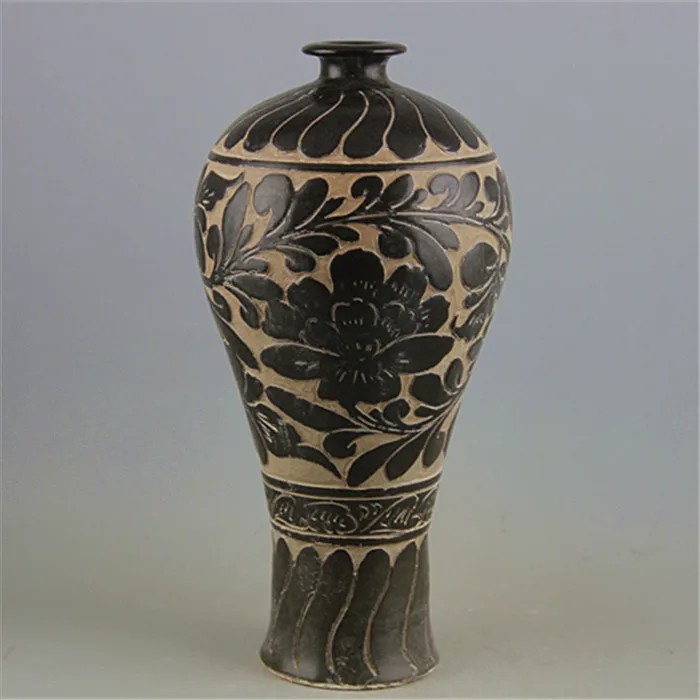 Фарфоровая ваза ручной работы из черной глазури Cizhou Kiln Dynasty Song старая имитация антикварного фарфора древние украшения