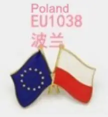 Poland Двойные флаги дружбы Национальный флаг металлический лацкан булавка ЕС Европейский союз - Цвет: Poland