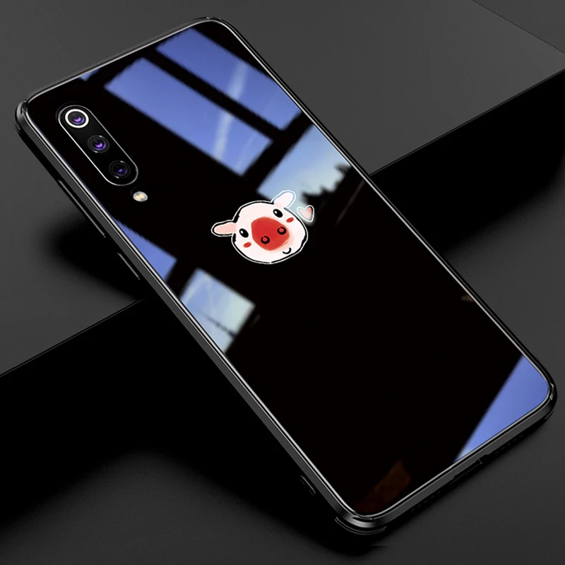 heisezhume 6D стеклянный чехол с узором для xiaomi mi 9 mi 9 se, роскошные животные, закаленное стекло для любви, силиконовая рамка, Жесткий Чехол для xiaomi mi 9 mi 9 - Цвет: heisezhume