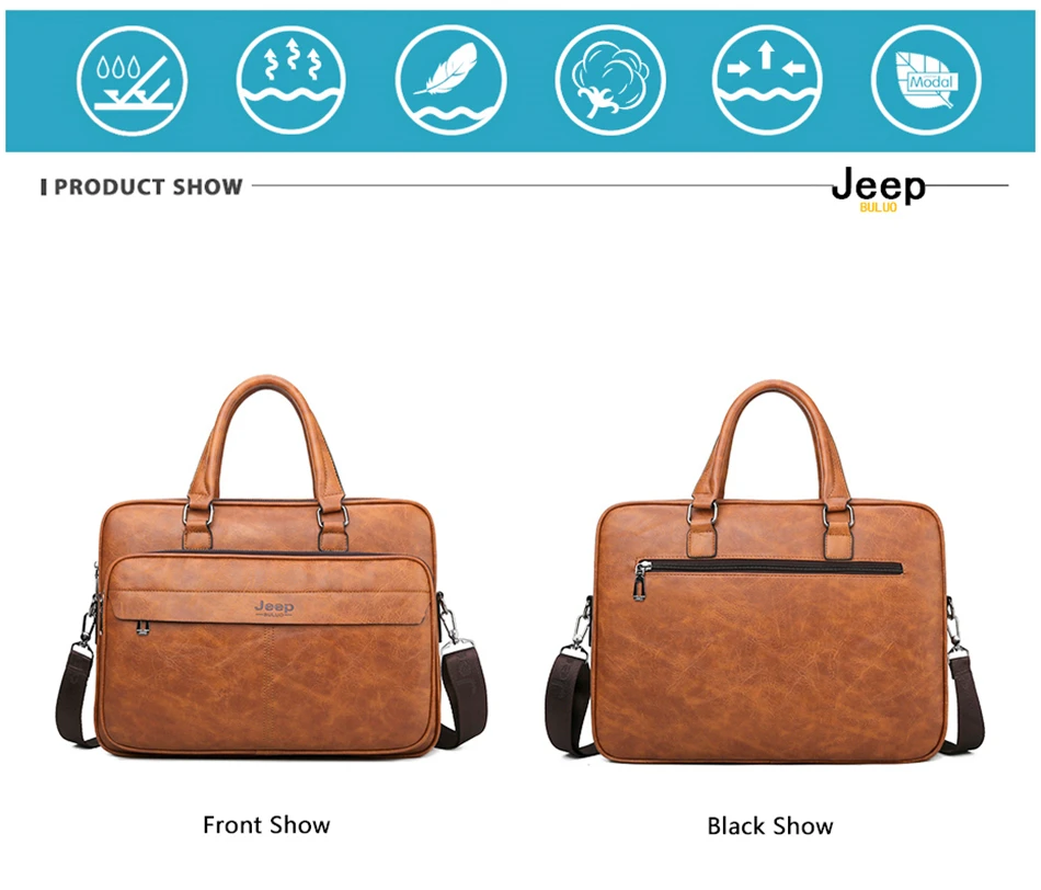 JEEP BULUO, известный бренд, мужской портфель, сумка, высокое качество, для бизнеса, офиса, работы, кожа, сумки на плечо, дорожная сумка, 14 дюймов, для ноутбука