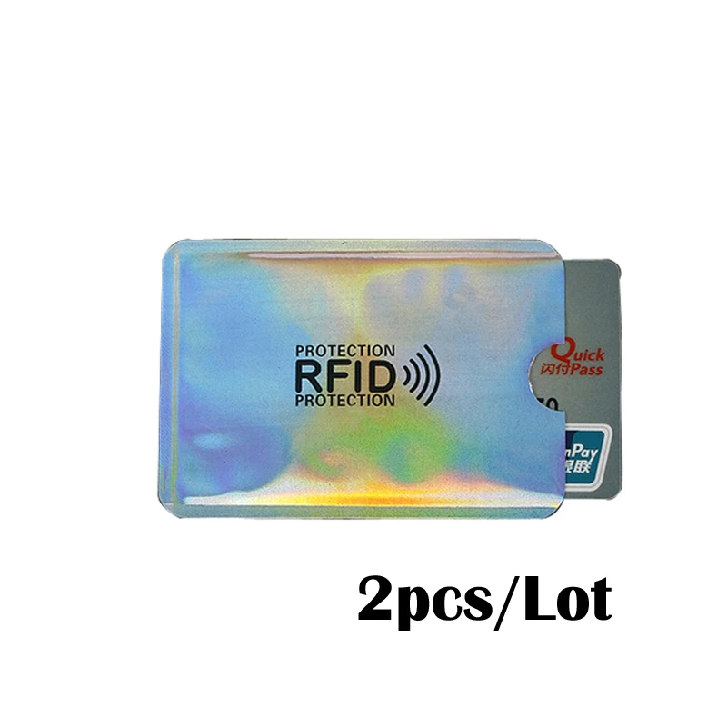 Silver 2 шт., анти-Rfid, кредитный держатель для карт, банк, Id карта, сумка, Обложка, держатель, идентификационный защитный чехол, портативный держатель для визиток - Цвет: Silver