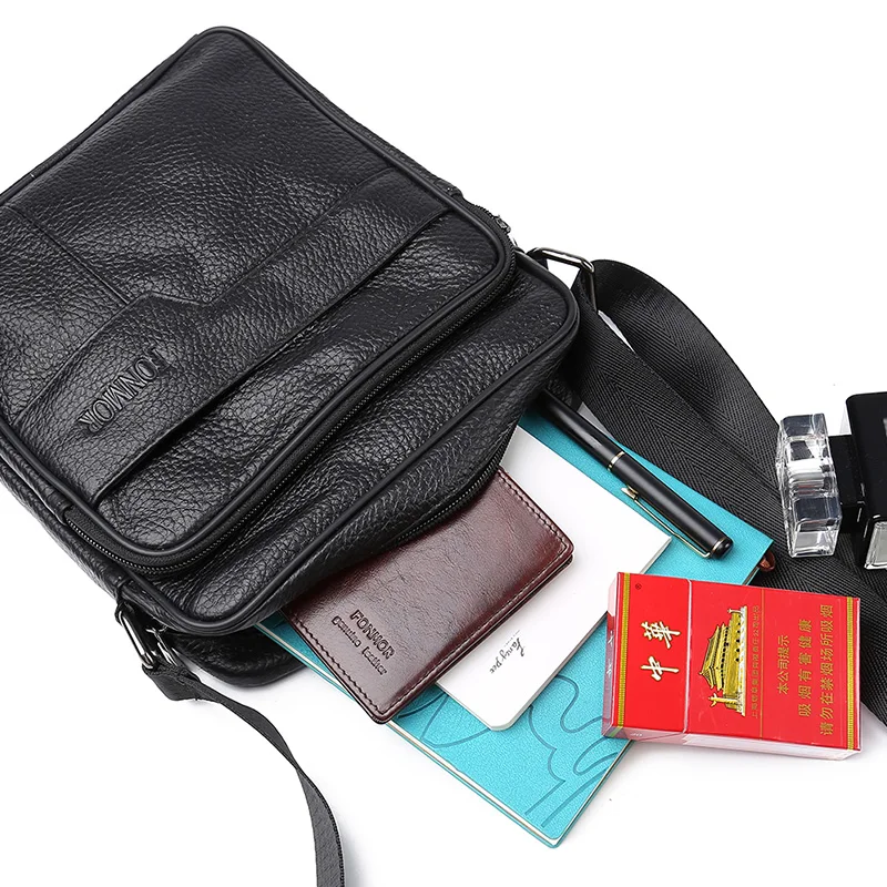 Fonmor Casual Men's Messenger Shouder Bags For Man Genuine Zipper Cowhide Leather High Quality Male Fashion Crossbody Bag 2020 |