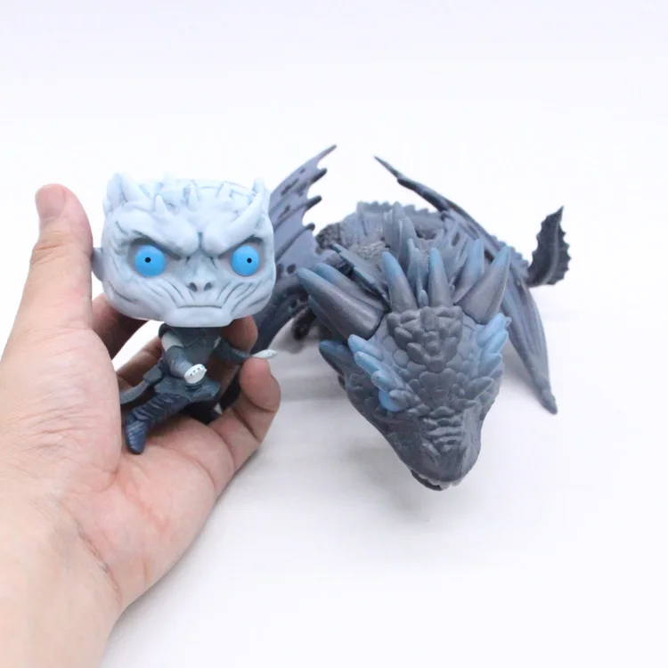 Большой размер Игра престолов ночной король и ледяной Viserion езда драконы 23 см ПВХ
