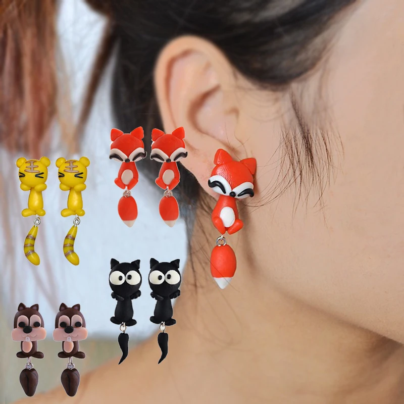 Новый 100% ручной полимерной глины милый кот Red Fox Прекрасный Panda белка Тигр