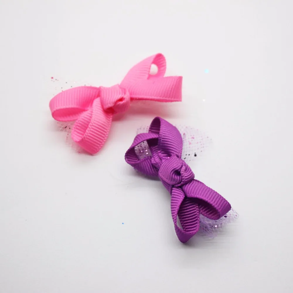 Fashionable 6 pcs/set dark/light multi color plastic hair clips assorted bow knot net barrettes accessories for girls | Детская одежда