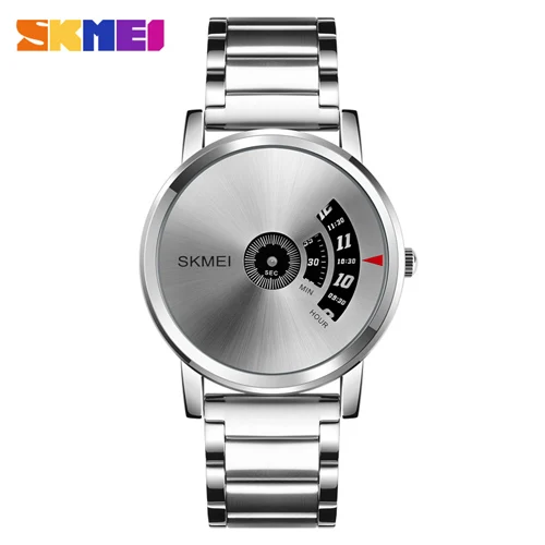 Silver Silver SKMEI простые кварцевые мужские часы брендовые Роскошные модные часы из нержавеющей стали водонепроницаемые спортивные наручные часы Мужские часы - Цвет: Silver Silver
