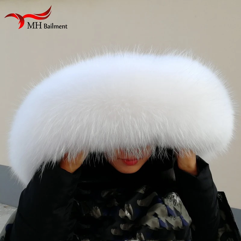 

Real Fur Scarf Jacke Fur Collar Women Winter Coat White Fur Scarves Luxury large Raccoon Fur Winter Warm Neck Warmers