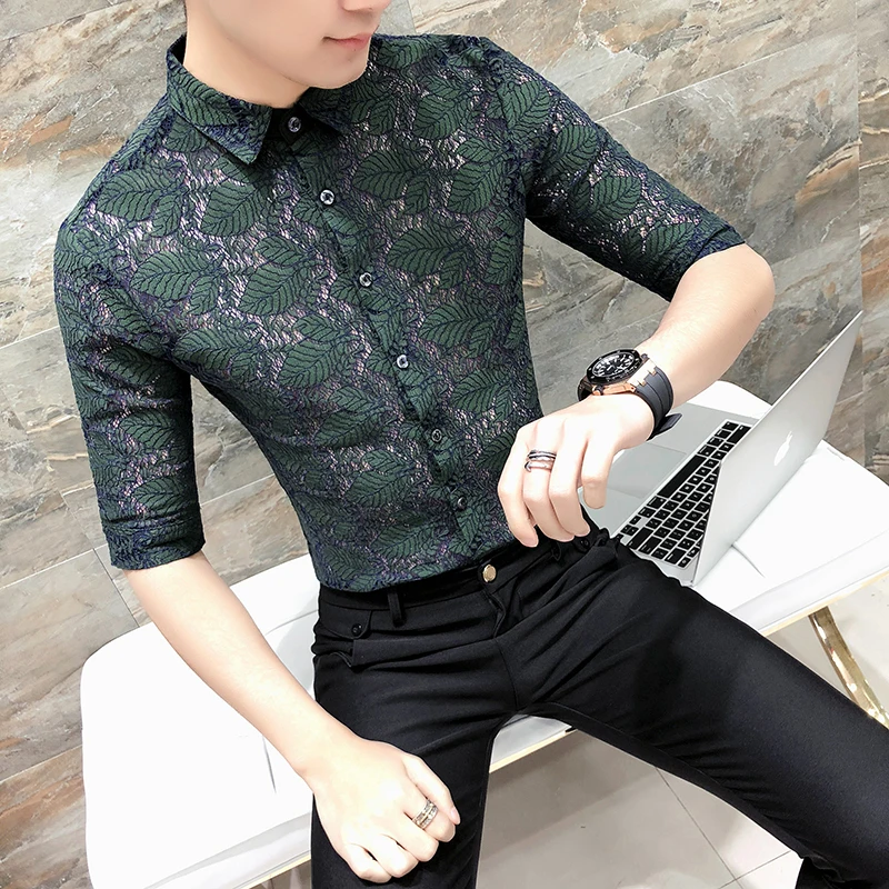 Индивидуальная распашная рубашка мужская мода 2018 лето Slim Fit Мужские рубашки с
