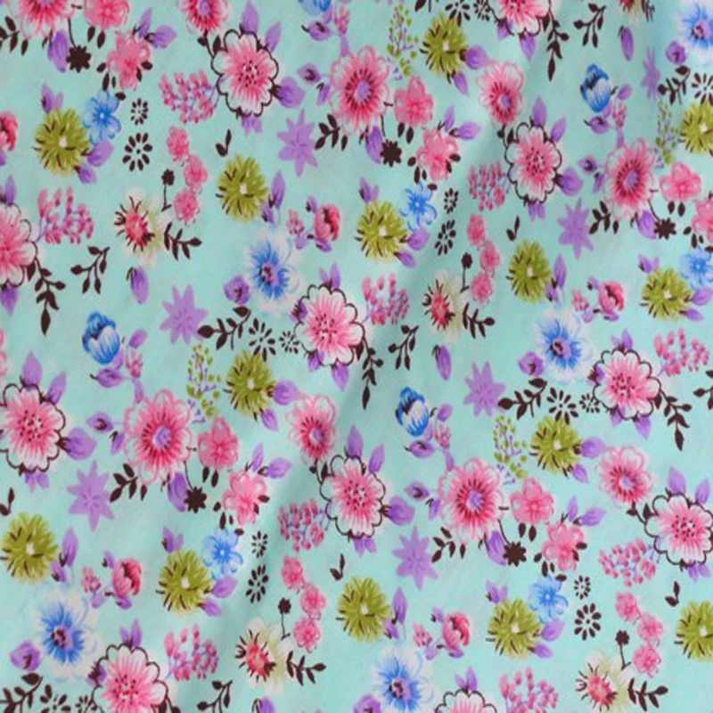 Красивые белые и синие цветные цветы хлопковая ткань саржевая для лоскутного