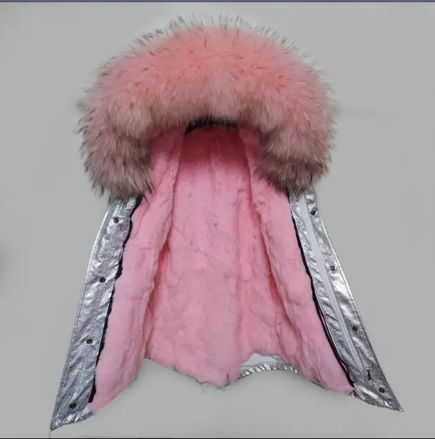 Color 6 short Зимняя куртка, съемная меховая подкладка из кроличьего меха, парка, Серебряное пальто, большой воротник из меха енота, пальто с капюшоном, парки, верхняя одежда - Цвет: Color 6 short