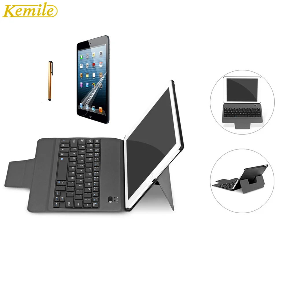 Kemile ультратонкая Bluetooth клавиатура с подставкой умный легкий кожаный чехол klavye