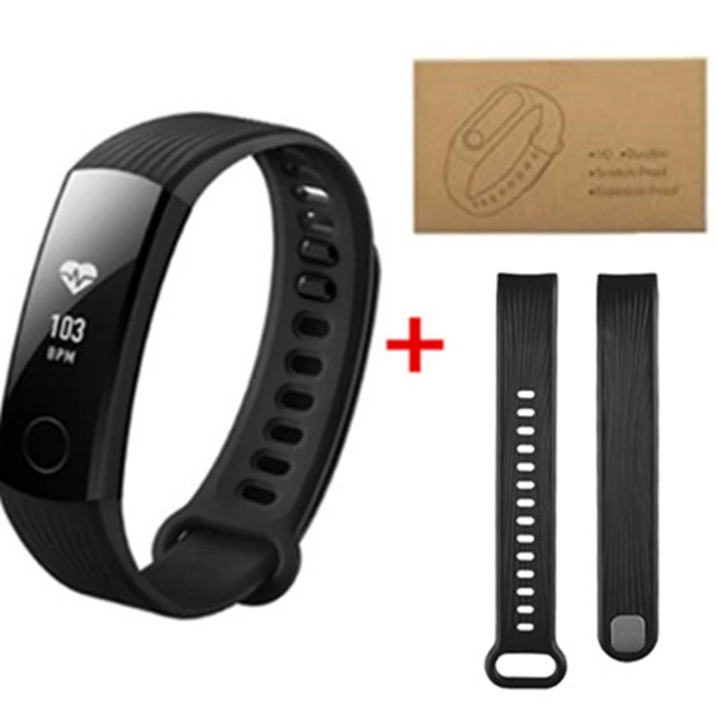 black add black huawei Honor Band 3 5ATM OLED экран тачпад Непрерывный монитор сердечного ритма фитнес-трекер Push Message умный Браслет - Цвет: black add black