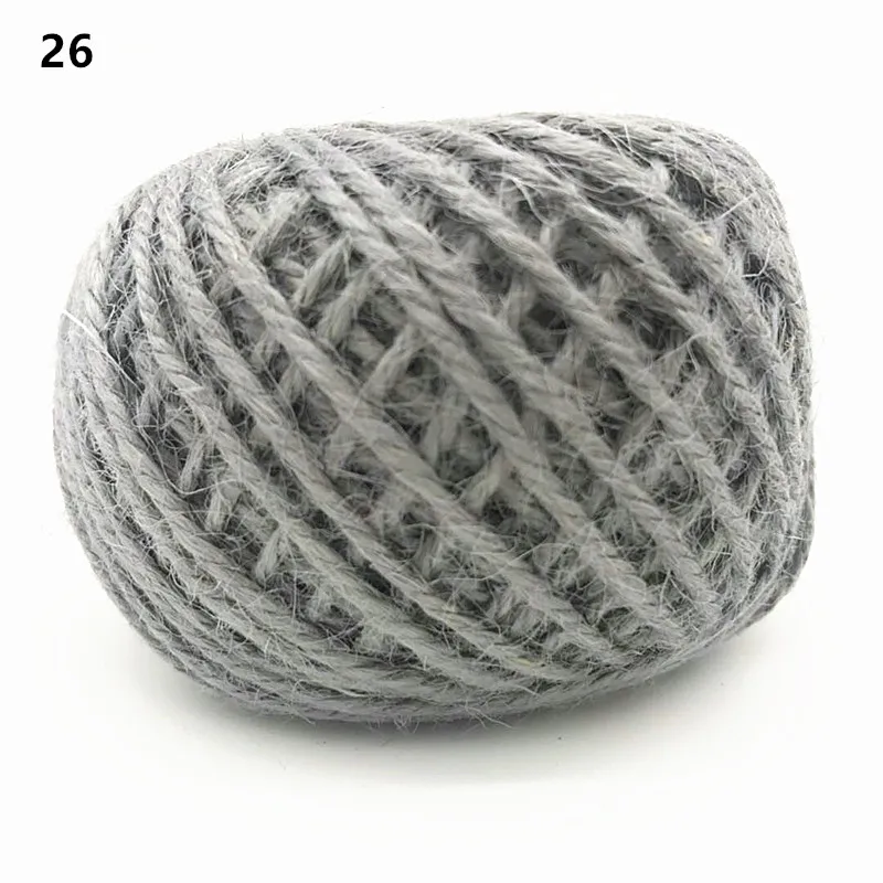 26 Gray Пеньковая веревка 50 м диаметр 2 мм многоцветная пеньковая веревка DIY аксессуары для рук в стиле ретро цветная подарочная упаковочная веревка - Цвет: 26 Gray