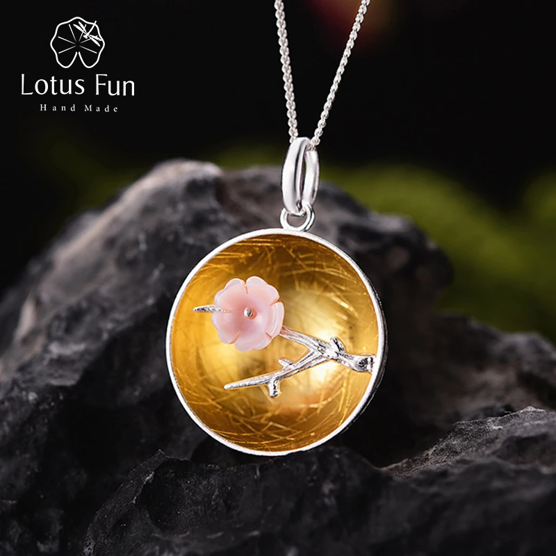 Lotus Fun реальные 925 Серебро Природный Shell ручной Fine Jewelry аромат Wintersweet кулон без