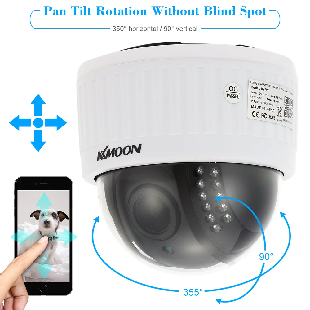 KKmoon 1080 P Беспроводной WI-FI HD Ip-камера PTZ 2.8~ 12 мм Автофокусом 4-КРАТНЫЙ Зум Объектива Крытый безопасности CCTV Камера 2.0MP Ночного Видения Ip камера