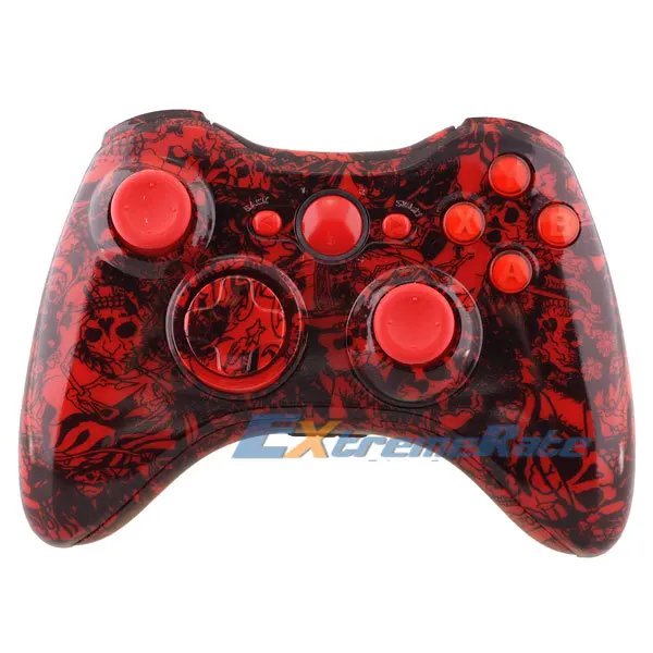 Hydro Dipped Red Skull Ghost Shell Parts for Xbox 360 Wireless Controller + Free Shipping | Электроника