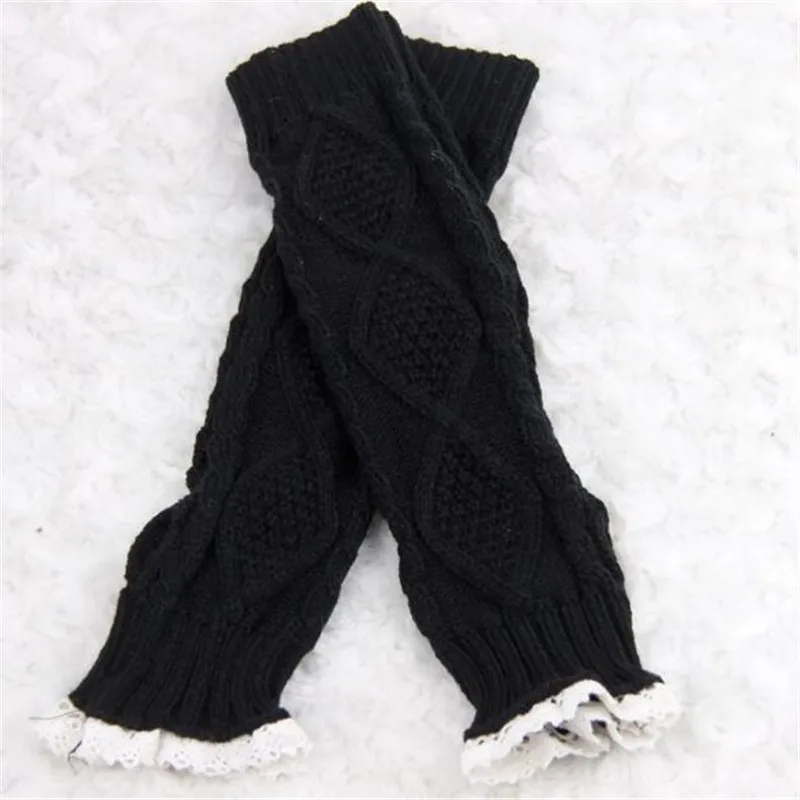 Фото Кружевные женские вязаные гетры для рук зимние перчатки модные длинные без