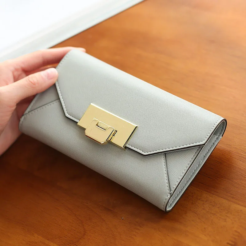 Женский Длинный кошелек кожаный повседневный с геометрическим узором и