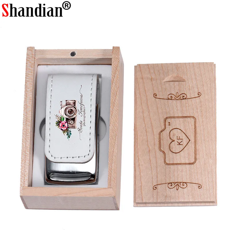 SHANDIAN Пользовательский логотип компании usb 2,0 флэш-накопитель 64 ГБ 32 ГБ 4 ГБ 16 ГБ Флешка кожа Usb+ коробка(более 10 шт бесплатный логотип