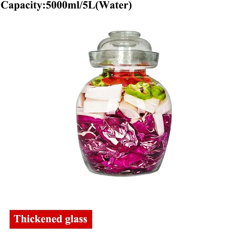 Thicken (M) 5L Прозрачный Стекло Pickle бутылки ночь Красители маринованный овощ капуста герметичный контейнер бытовой Еда банки для хранения герметичный бак - Цвет: Thicken (M) 5L