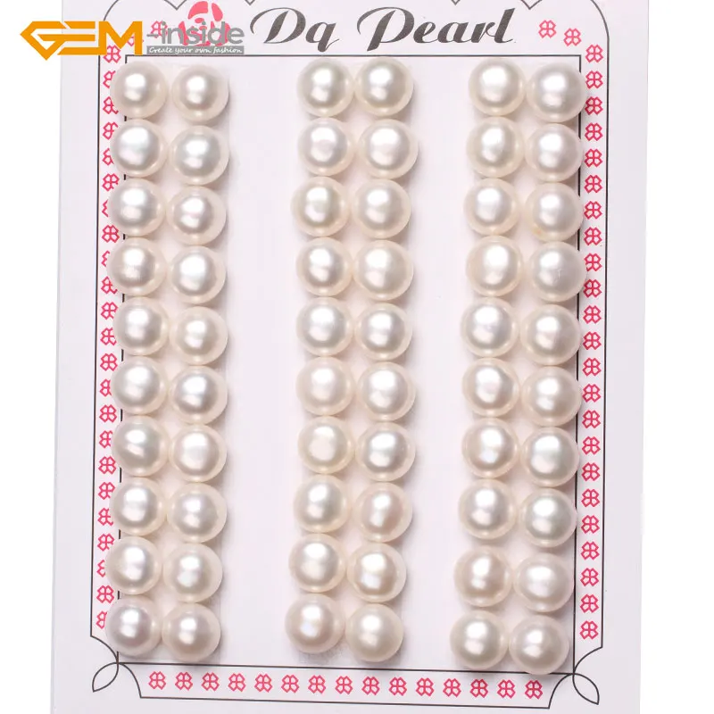 

Gem-inside 30 Pairs AAA Grade Half Drilled Freshwater Cultured Pearls Beads For Earrings Stud Jewelry Making DIY Jewellery